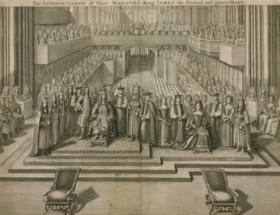 The Enthronization of King James II and Queen Mary at Westminster Abbey by English School