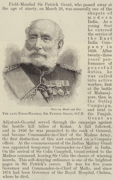 The late Field-Marshal Sir Patrick Grant, GCB by English School