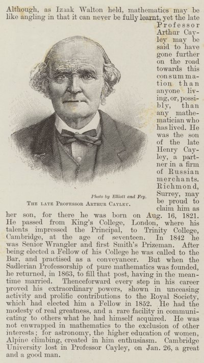 The late Professor Arthur Cayley by English School