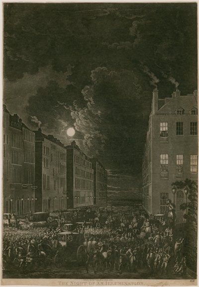 The night of an illumination, 29 April 1802; Portman Square, London by English School