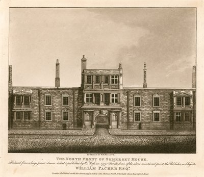 The North Front of Somerset House, The Strand, London, Based on a Print Drawn by W. Moss in 1777 by English School