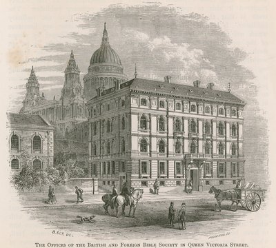 The offices of the British and Foreign Bible Society in Queen Victoria Street, London by English School