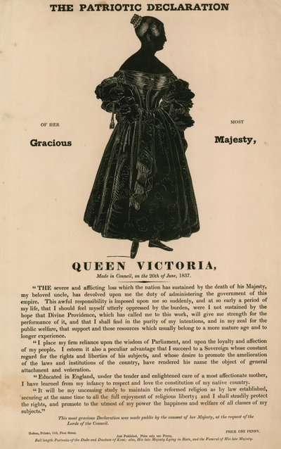 The Patriotic Declaration of Queen Victoria, Made in Council on 20 June 1837 by English School