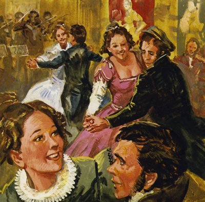 The popular dance of the day was a two-step waltz known as the Lander by English School