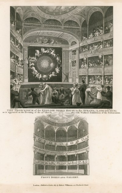 The proscenium of the English Opera House in the Strand (late Lyceum) by English School