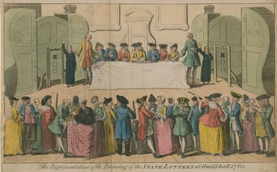The Representation of the Drawing of the State Lottery at Guildhall, 1763 by English School