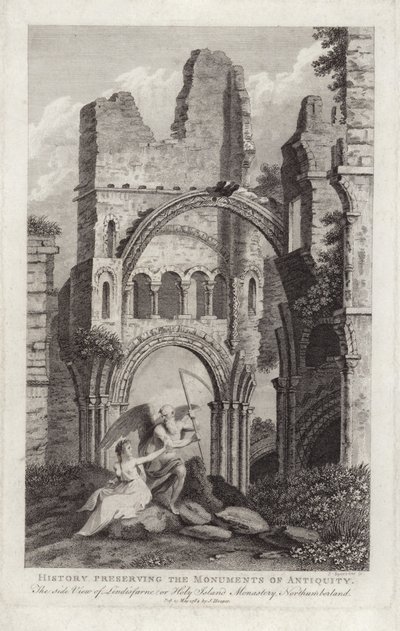 The side view of Lindisfarne by English School
