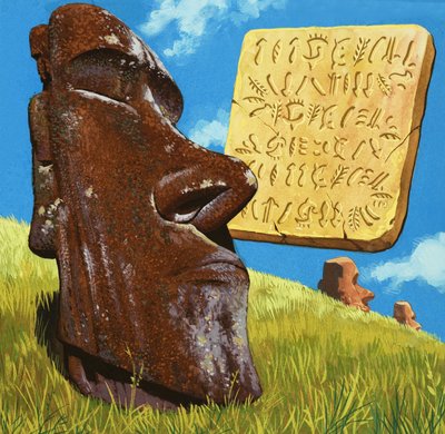 The writing of Easter Island by English School