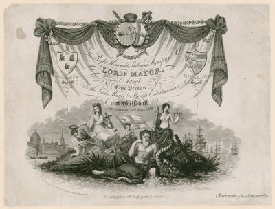 Ticket for admission to Lord Mayors Entertainment on 10 November 1828 by English School
