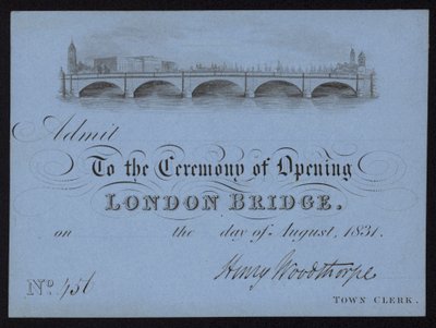 Ticket to the Opening of London Bridge by English School