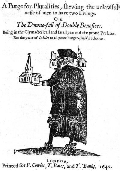 Title Page for A Purge for Pluralities Printed for F. Cowles, T. Bates and T. Banks, 1642 by English School