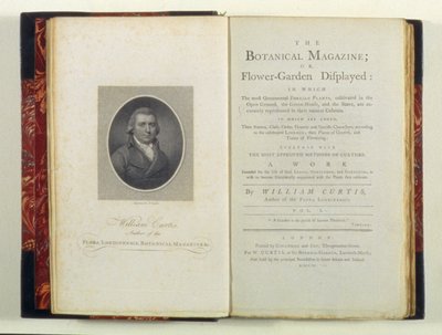 Title page with portrait of William Curtis, from The Botanical Magazine or Flower-Garden Displayed, by William Curtis, published 1790 by English School