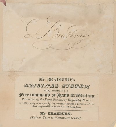 Trade Card for Mr Bradbury