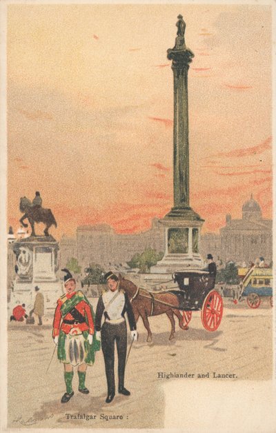 Trafalgar Square, London, Highlander and Lancer by English School