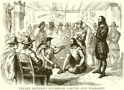Treaty Between Governor Carver and Massasoit by English School