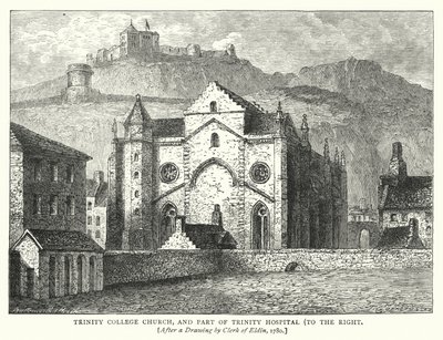 Trinity College Church, and Part of Trinity Hospital, to the Right (engraving) by English School