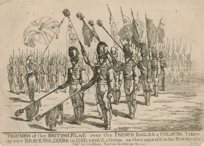 Triumph of the British flag over the French Eagles and Colours by English School