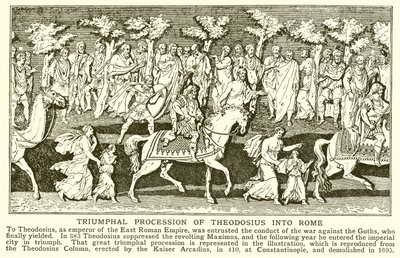 Triumphal Procession of Theodosius into Rome by English School