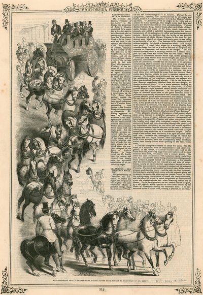 Twenty-eight horses driven from London to Greenwich by Mr Emidy by English School
