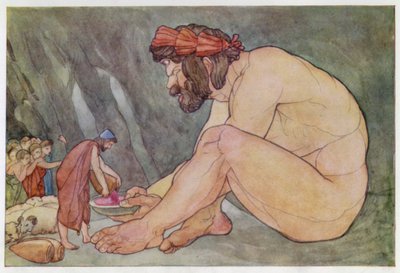 Ulysses Giving Wine to the Cyclops by English School