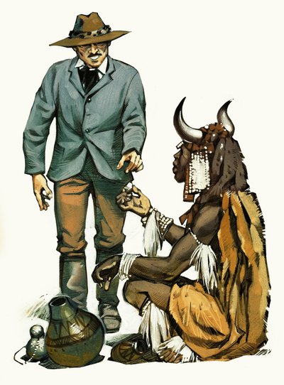 Unidentified explorer and native by English School