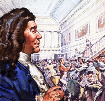Unidentified Man with Small Drink Watching Feasting and Dancing by English School