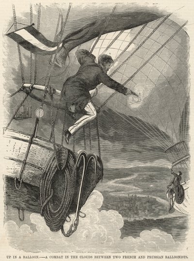 Up in a Balloon; A Combat in the Clouds Between Two French and Prussian Balloonists by English School