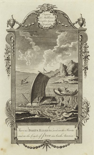 Various Boats, Barks, etc., Used in the Rivers and on the Coasts of Peru in South America by English School