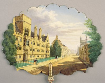Victorian Screen with a Scene of Wadham College, Oxford by English School