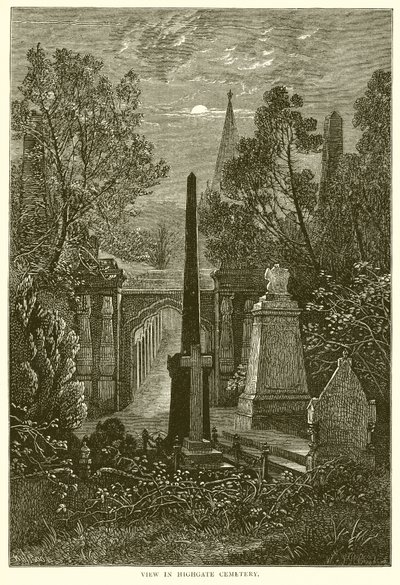 View in Highgate Cemetery by English School