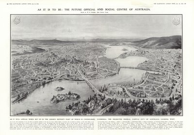 View of Canberra, proposed federal capital of Australia, 1913 by English School