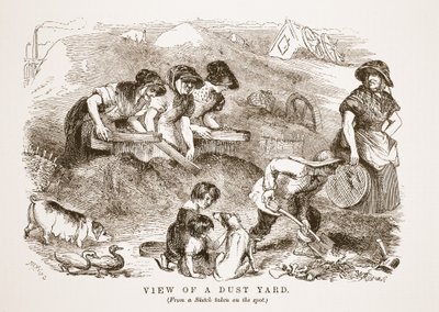 View of a Dust Yard, illustration from London Labour and London Poor by Henry Mayhew, pub. 1862 by English School