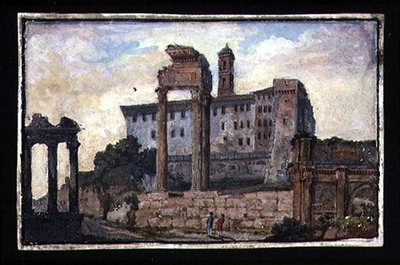 View of the Capitol and the Temples of Castor and Pollux, Rome by English School