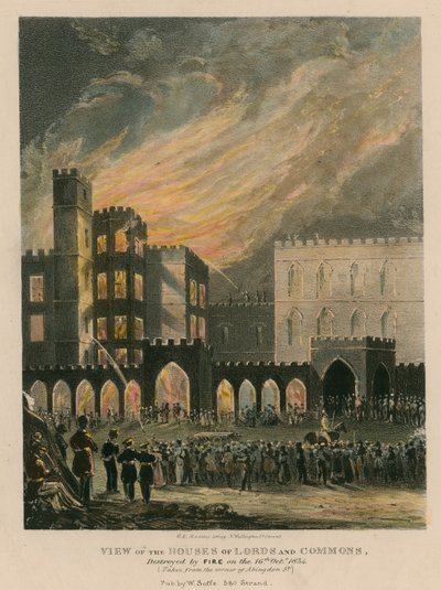 View of the Houses of Lords and Commons, Destroyed by Fire on 16 October 1834 by English School
