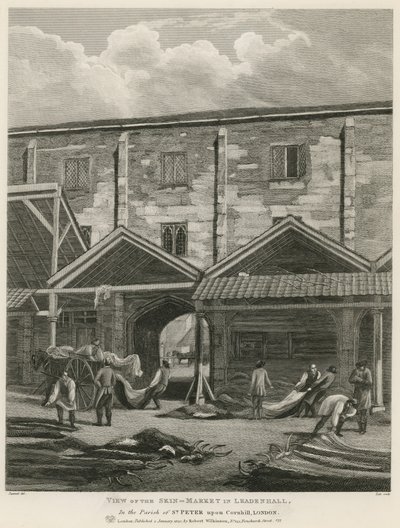 View of the Skin Market in Leadenhall, in the Parish of St Peter Upon Cornhill, London by English School