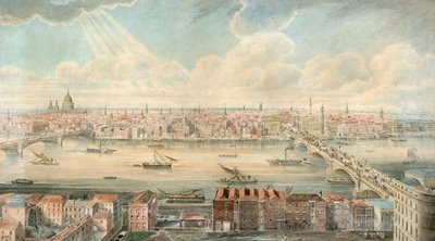 View of the Thames from South of the River by English School