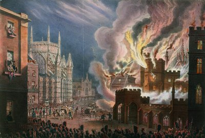 View of the Destruction of Both Houses of Parliament, 16 October 1834 by English School