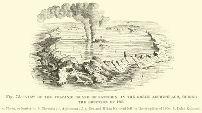 View of the Volcanic Island of Santorin, during the Eruption of 1866 by English School