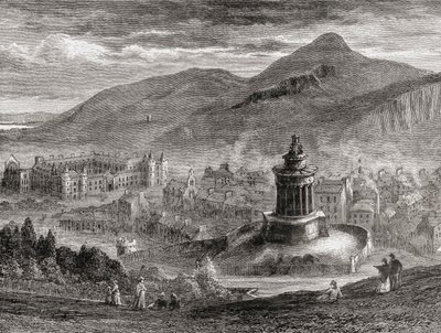 View over Edinburgh from The Burns Monument on Calton Hill, from 