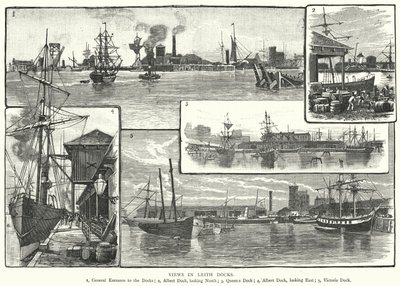 Views in Leith Docks by English School