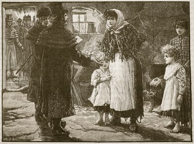 Visit of the Tithe Proctor, Ireland, 1832, illustration from Cassell