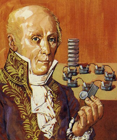 Volta and Galvani showed that electricity could be produced by chemical action by English School