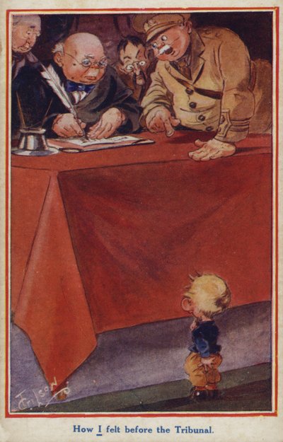 WW1 cartoon propaganda postcard of a conscientious objector by English School