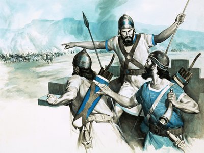 Watchtower Guards in Babylon Giving the Alarm About the Advance of the Persian Army by English School