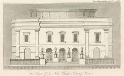 West front of the new Drury Lane Theatre, London by English School