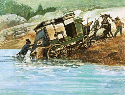 When rivers had to be forded, the passengers got out and helped push the coach by English School