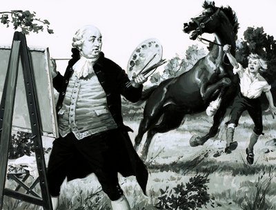 When the Horse Saw Its Portrait, It Reared Up in Fright by English School