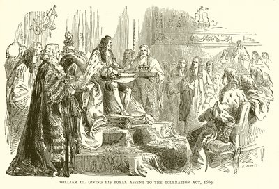 William III giving his Royal Assent to the Toleration Act, 1689 by English School