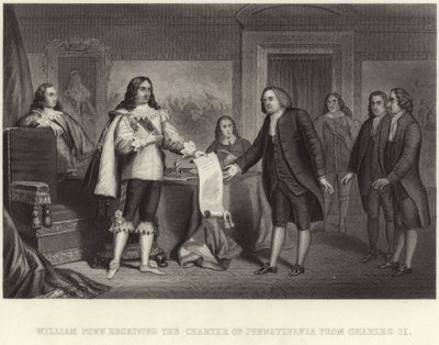 William Penn Receiving the Charter of Pennsylvania from Charles II by English School