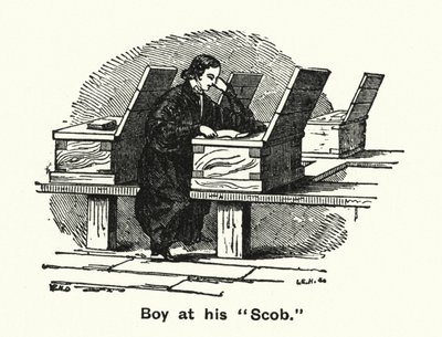 Winchester College: Boy at his "Scob" by English School